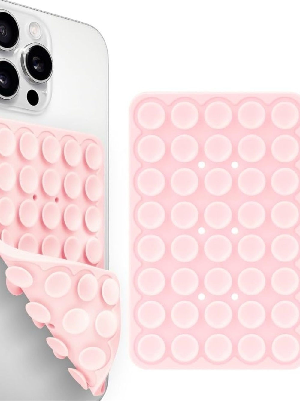 Silicone Bubble Phone Grip Skin — Pastel Pink
